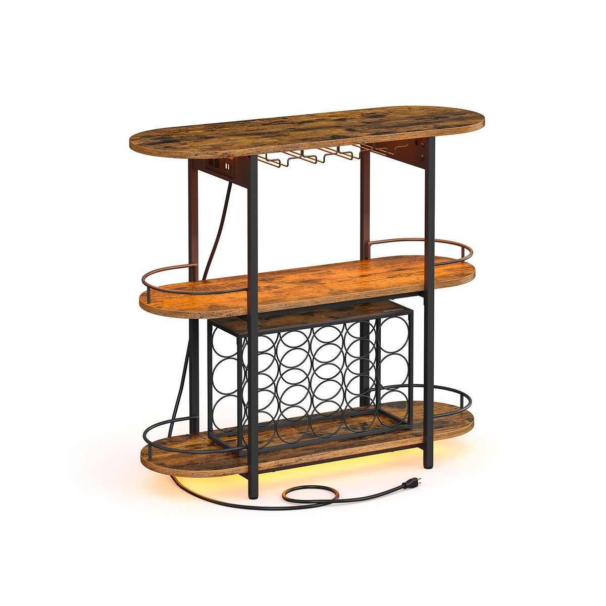 Bar Cabinet With LED Lights And Power Outlets - product photo 02