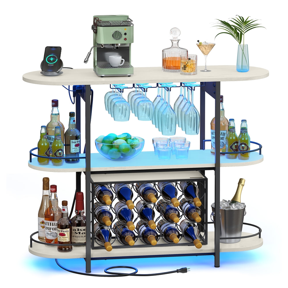 Bar Cabinet With LED Lights And Power Outlets - product photo 13
