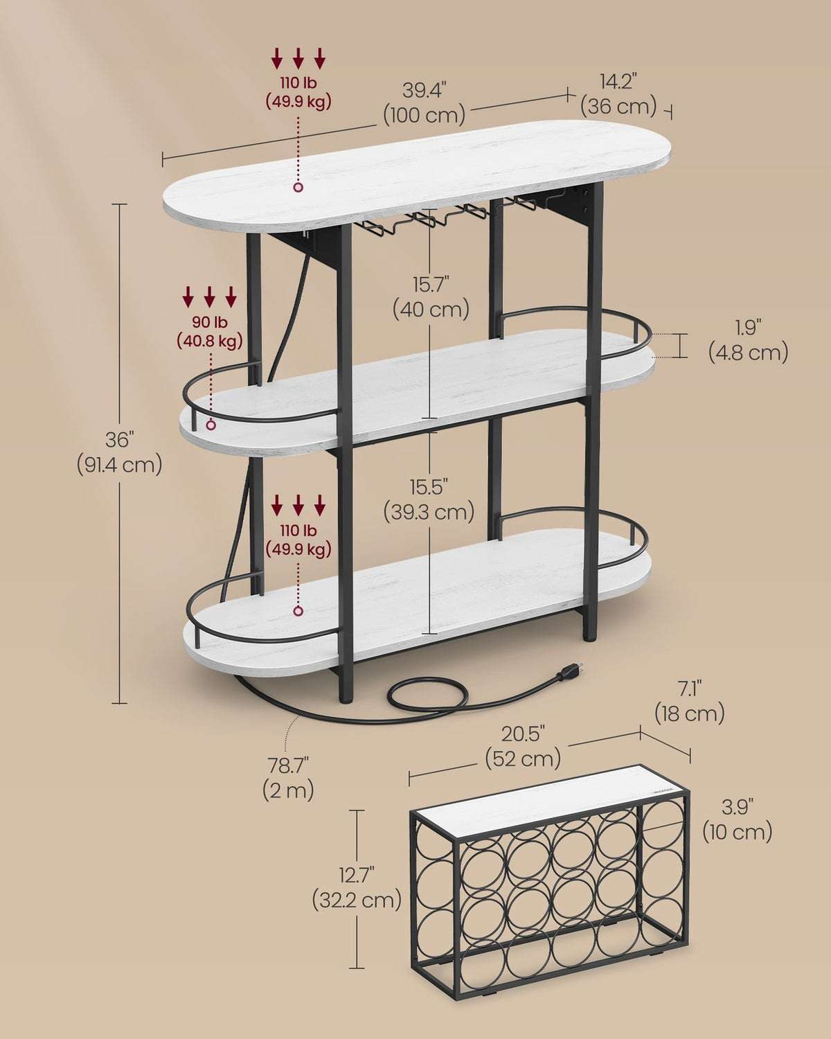 Bar Cabinet With LED Lights And Power Outlets - product photo 18