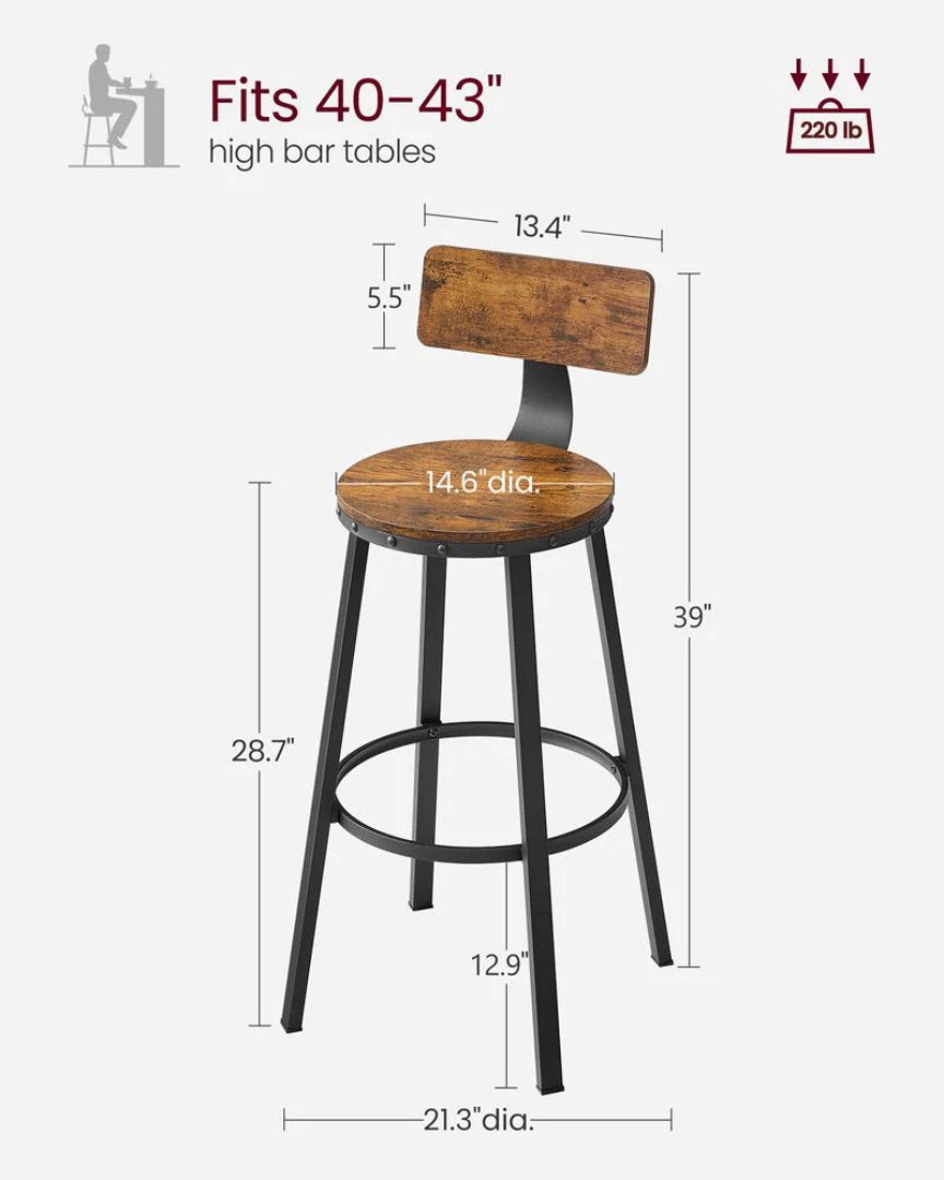 Bar Height Bar Stools with Backrest – product view 11 | Ridgefield Furniture
