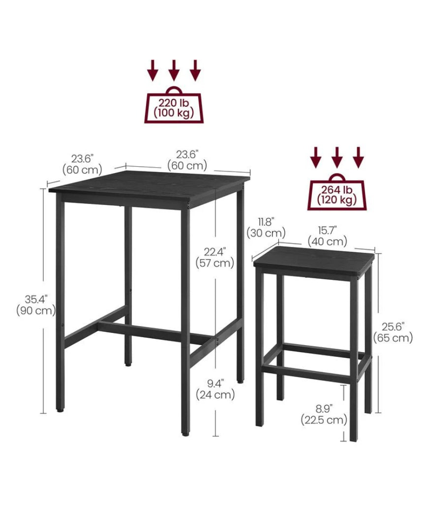 Bar Table and Chairs Set for Small Spaces – product view 7 | Ridgefield Furniture