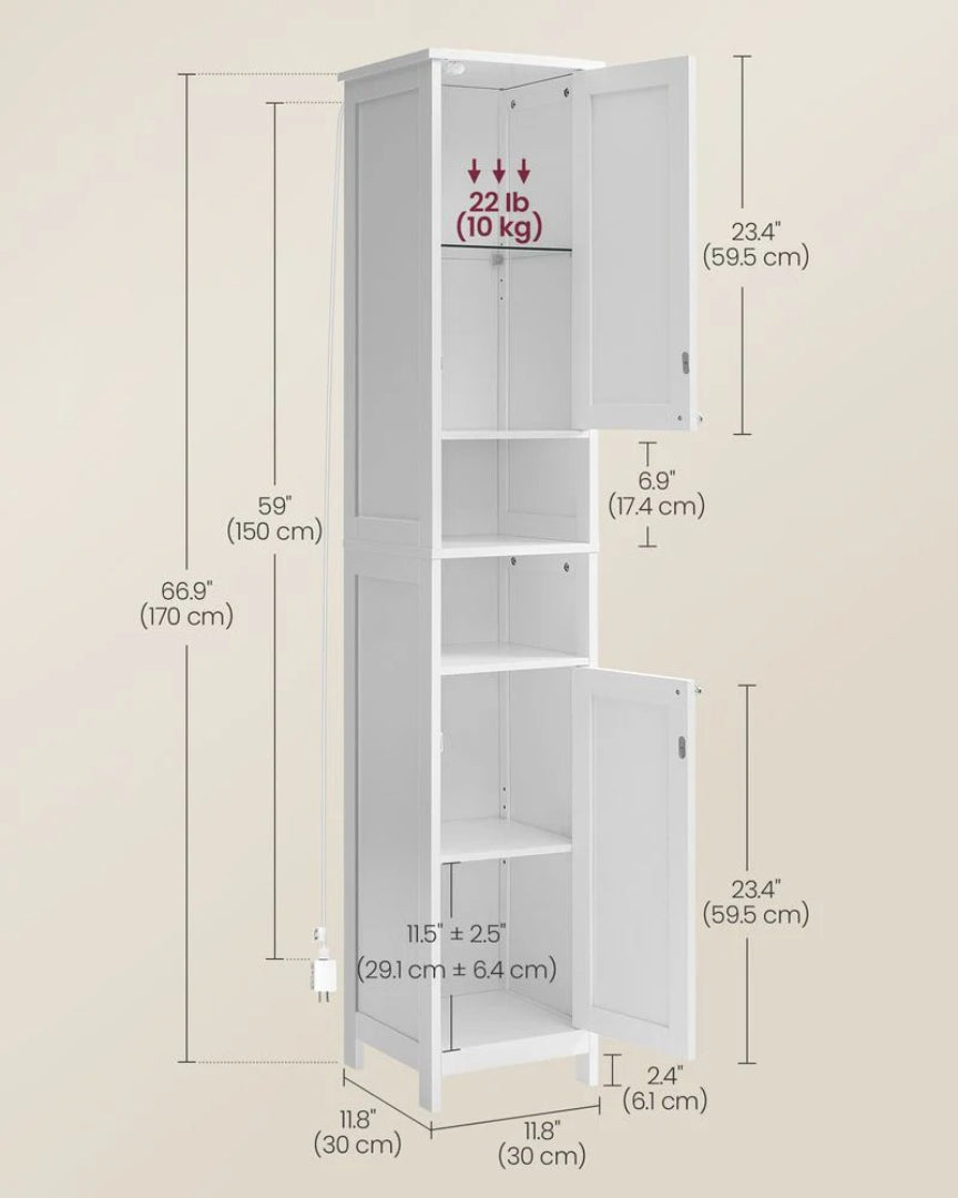 Bathroom Cabinet With Lights Tall Storage Cabinet 66.9in High – product view 7 | Ridgefield Furniture