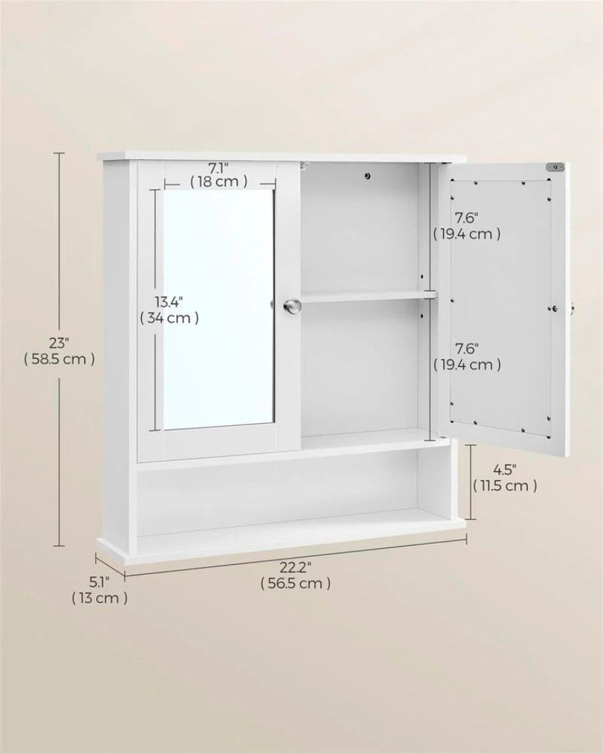 Bathroom Cabinet With Mirror Wall Mounted Storage 22.2in Wide – product view 8 | Ridgefield Furniture