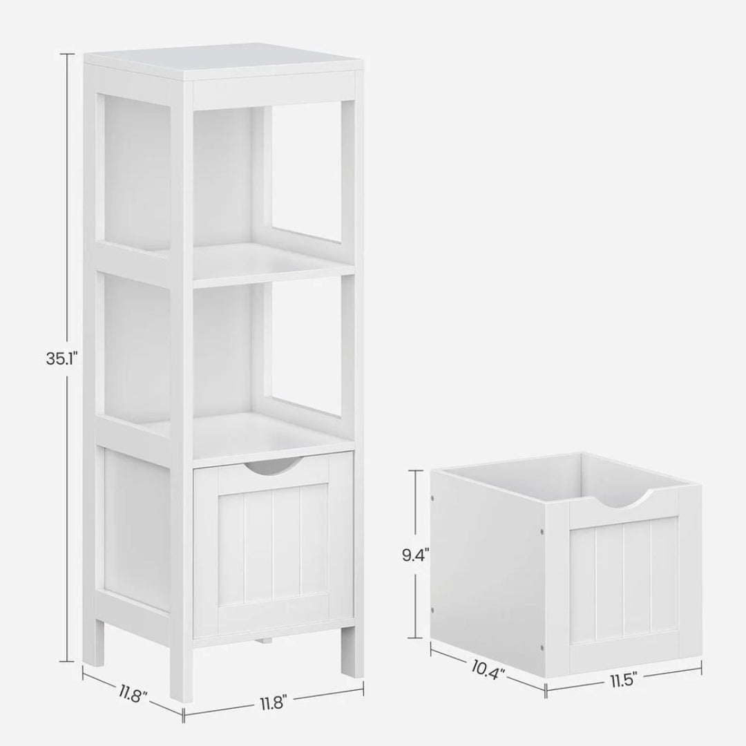 Bathroom Floor Cabinet With 2 Drawers Slim Storage 35in High – product view 10 | Ridgefield Furniture