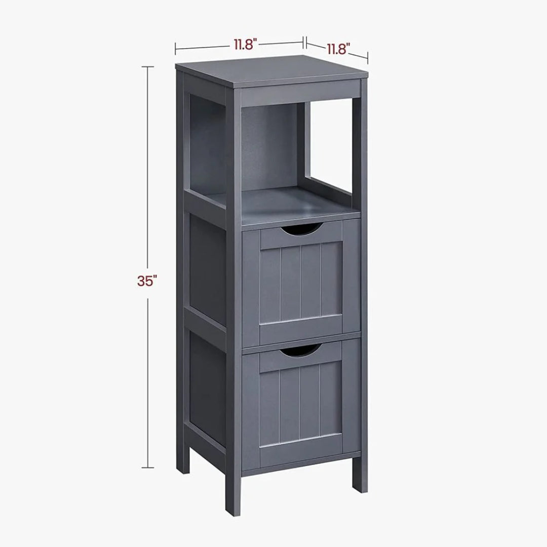 Bathroom Floor Cabinet With 2 Drawers Slim Storage 35in High – product view 15 | Ridgefield Furniture
