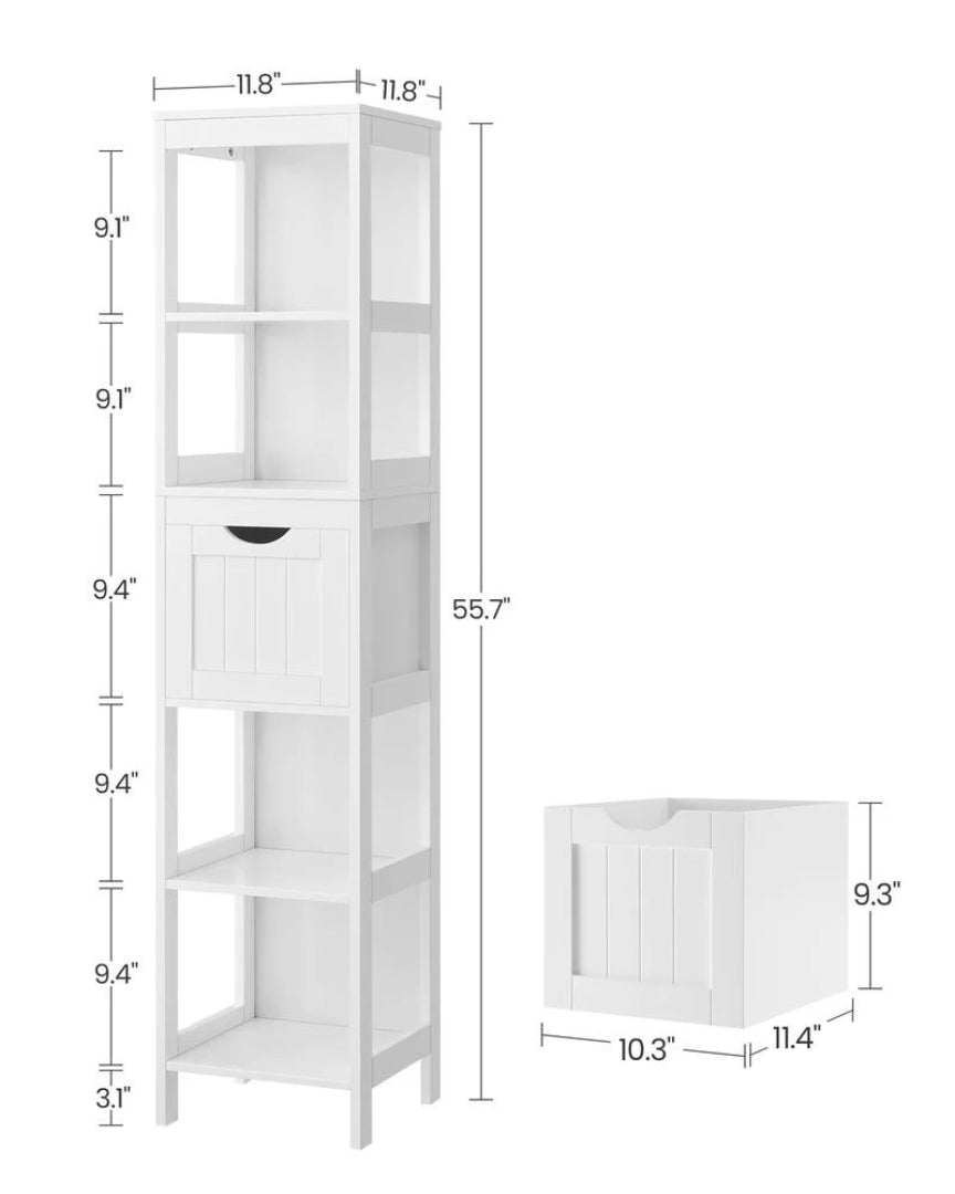 Bathroom Floor Cabinet With 2 Removable Drawers 55.7in High – product view 7 | Ridgefield Furniture
