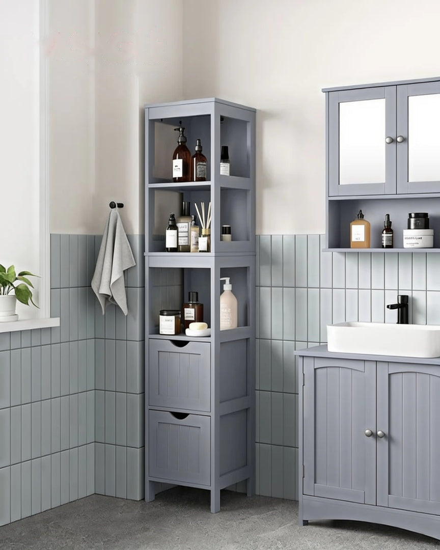 Bathroom Floor Cabinet With 2 Removable Drawers 55.7in High – product view 10 | Ridgefield Furniture