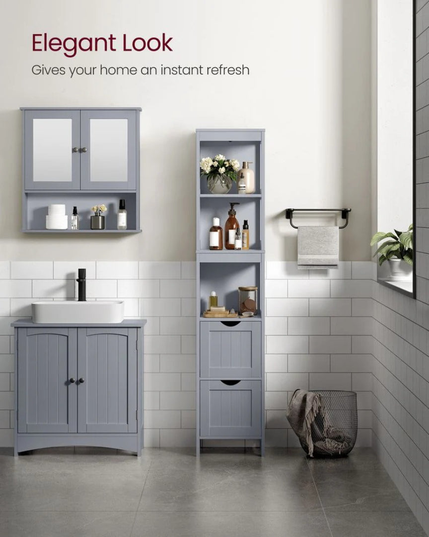 Bathroom Floor Cabinet With 2 Removable Drawers 55.7in High – product view 11 | Ridgefield Furniture
