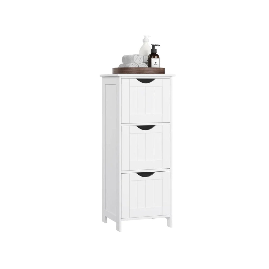 Bathroom Floor Cabinet With 3 Drawers Slim Storage 31.9in High – product view 1 | Ridgefield Furniture