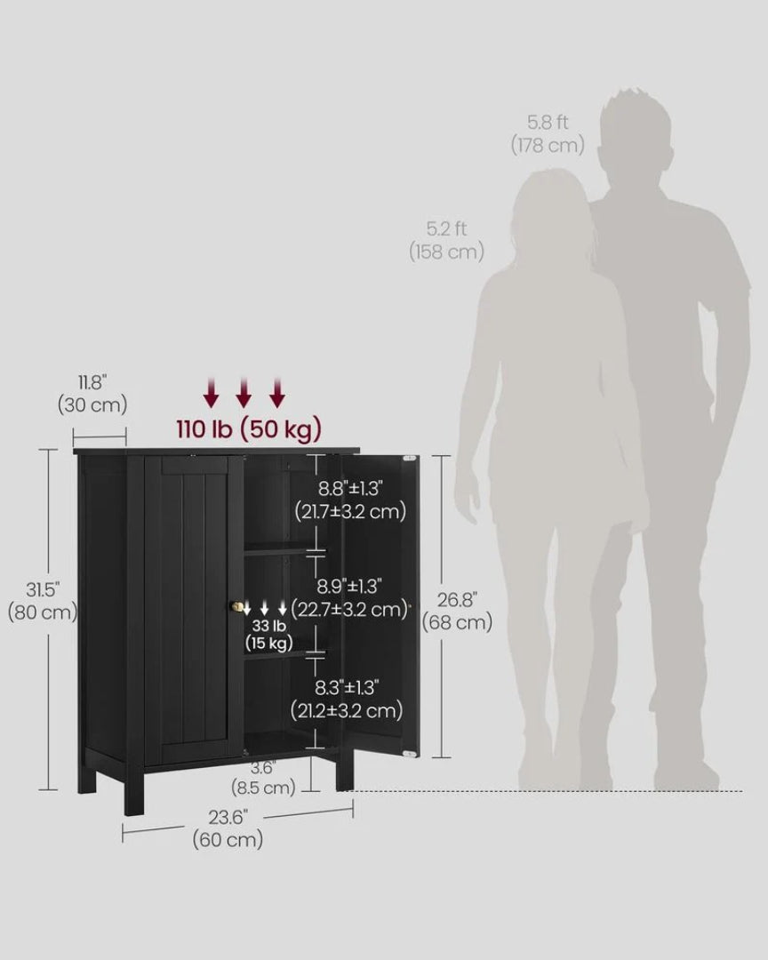Bathroom Floor Storage Cabinet Freestanding 23.6in Wide – product view 6 | Ridgefield Furniture