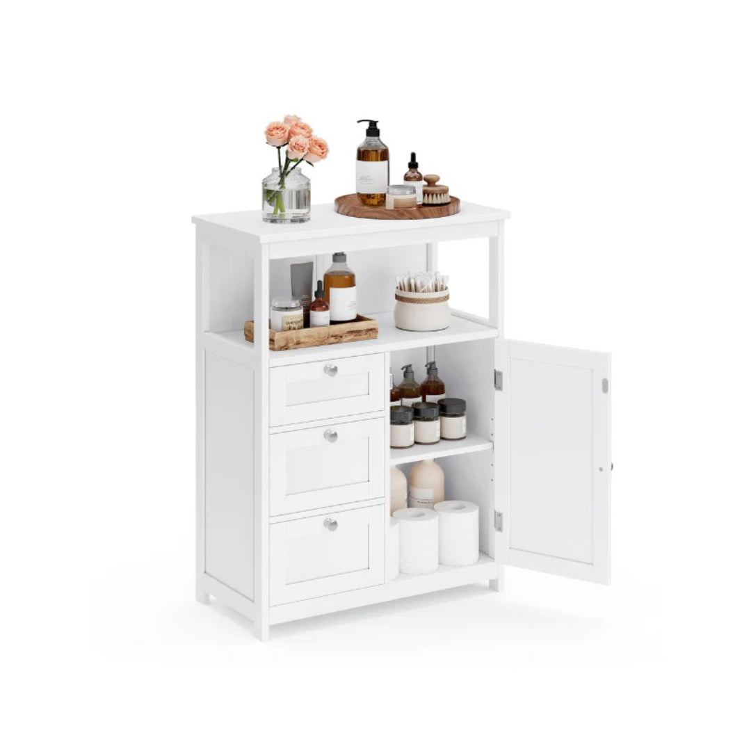 Bathroom Floor Storage Cabinet With 3 Drawers Adjustable Shelf – product view 1 | Ridgefield Furniture