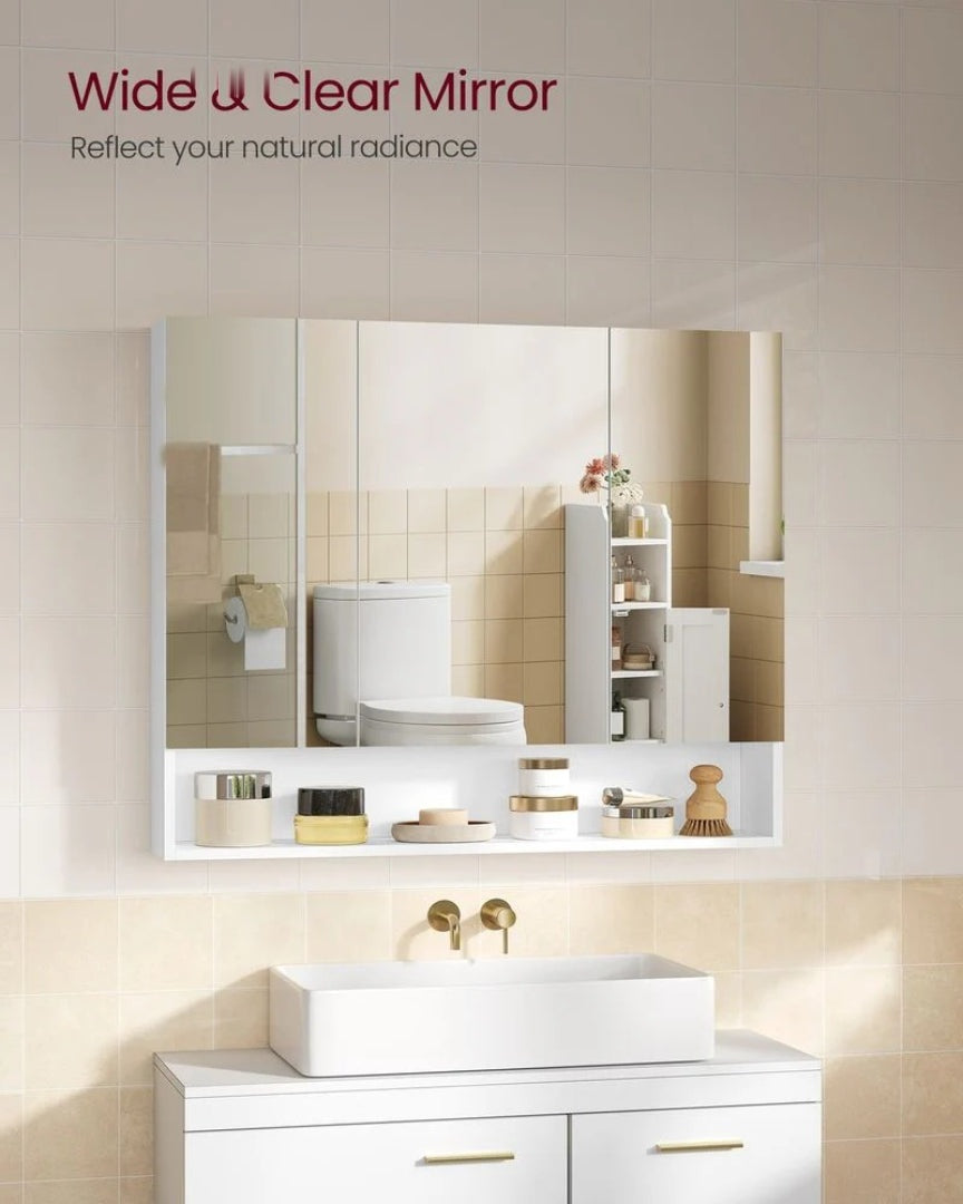 Bathroom Mirror Cabinet With Storage Wall Mounted 35.4in Wide – product view 3 | Ridgefield Furniture