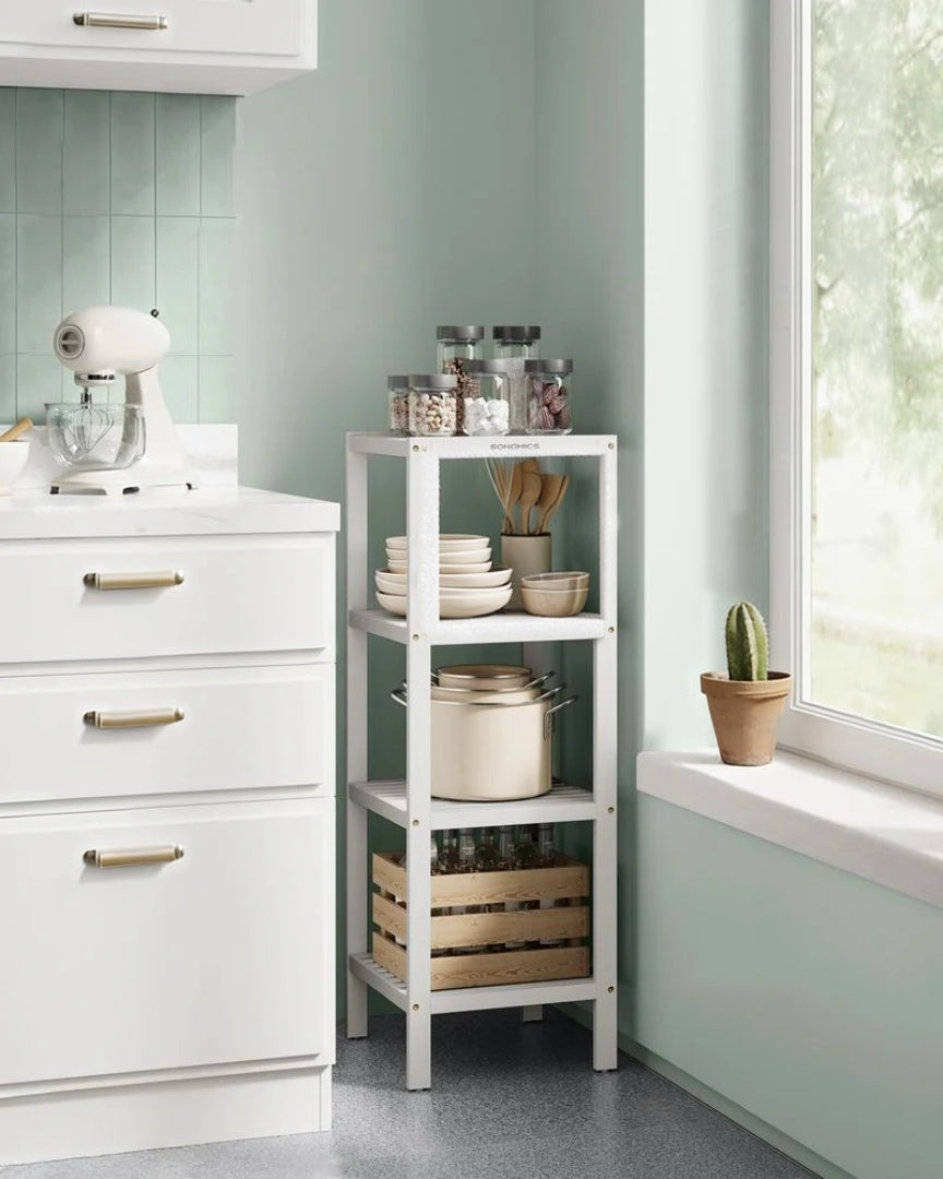 Bathroom Shelf 4-Tier Bamboo Storage Rack 38.6in High – product view 14 | Ridgefield Furniture