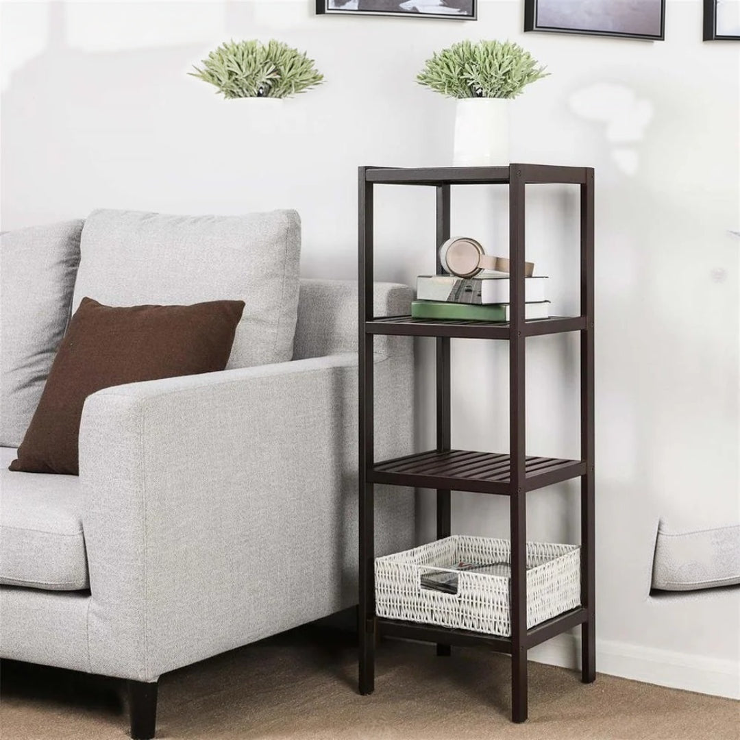 Bathroom Shelf 4-Tier Bamboo Storage Rack 38.6in High – product view 16 | Ridgefield Furniture