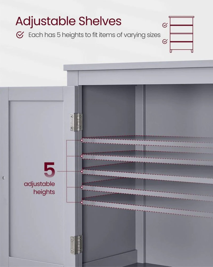 Bathroom Storage Cabinet Floor Cabinet 4 Doors Adjustable Shelves – product view 8 | Ridgefield Furniture