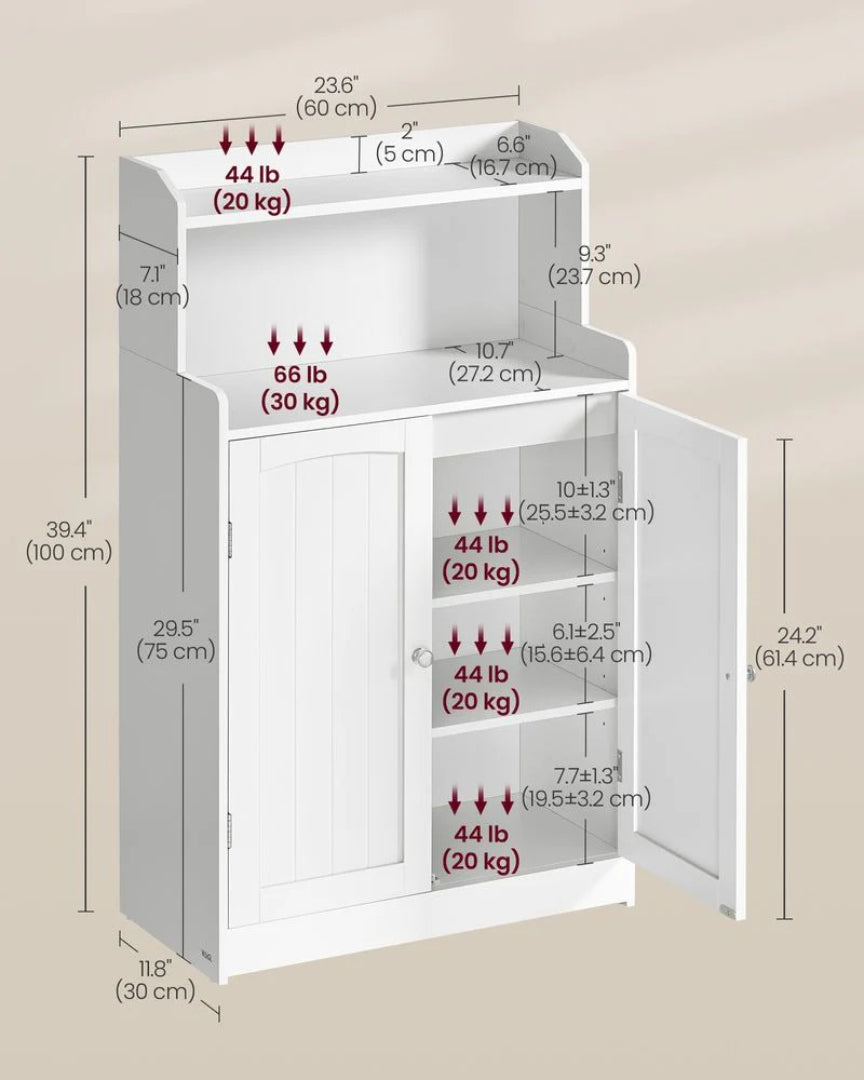 Bathroom Storage Cabinet With 2 Doors Adjustable Shelves – product view 8 | Ridgefield Furniture