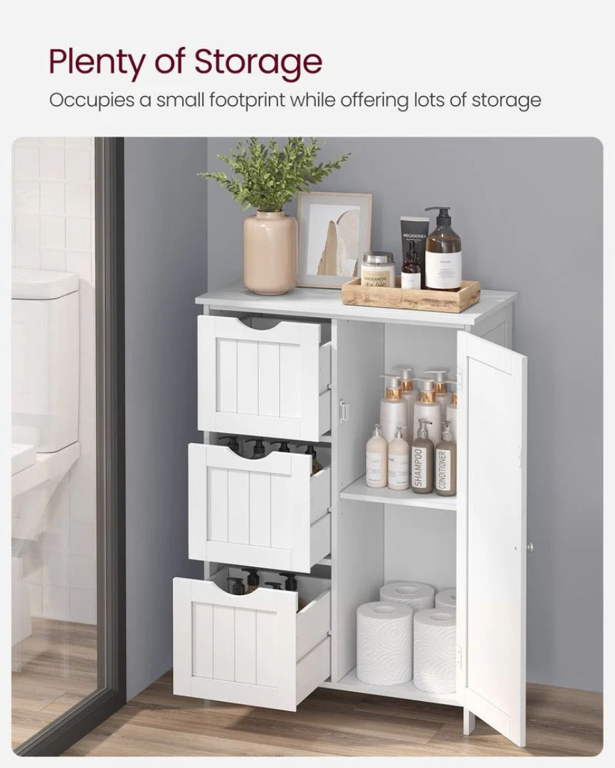 Bathroom Storage Cabinet With 3 Drawers Freestanding 23.6in Wide – product view 3 | Ridgefield Furniture