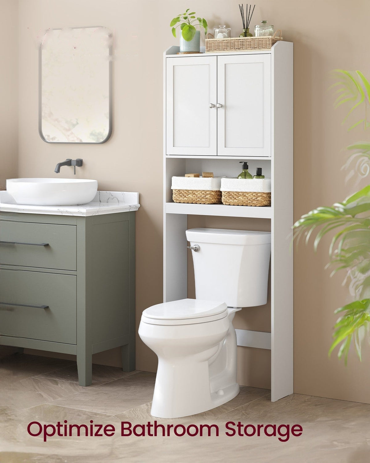 Bathroom Storage Shelf With Paper Holder Over Toilet - product photo 02