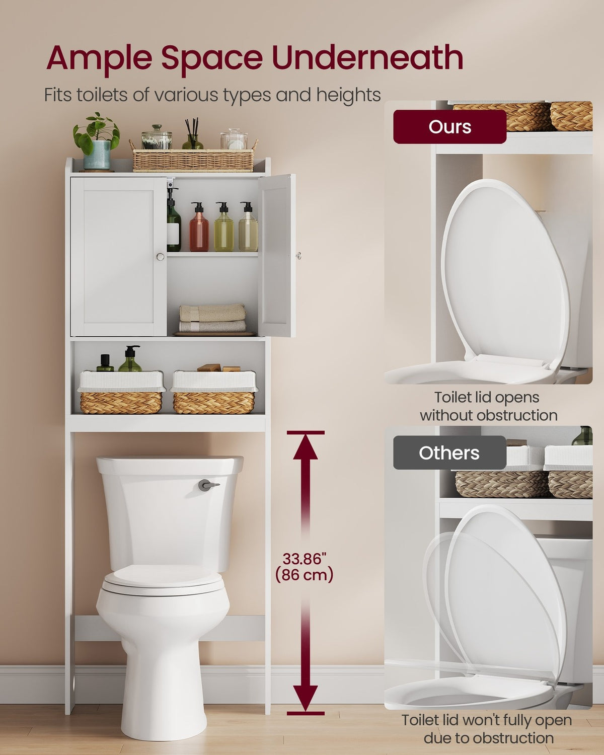 Bathroom Storage Shelf With Paper Holder Over Toilet - product photo 26