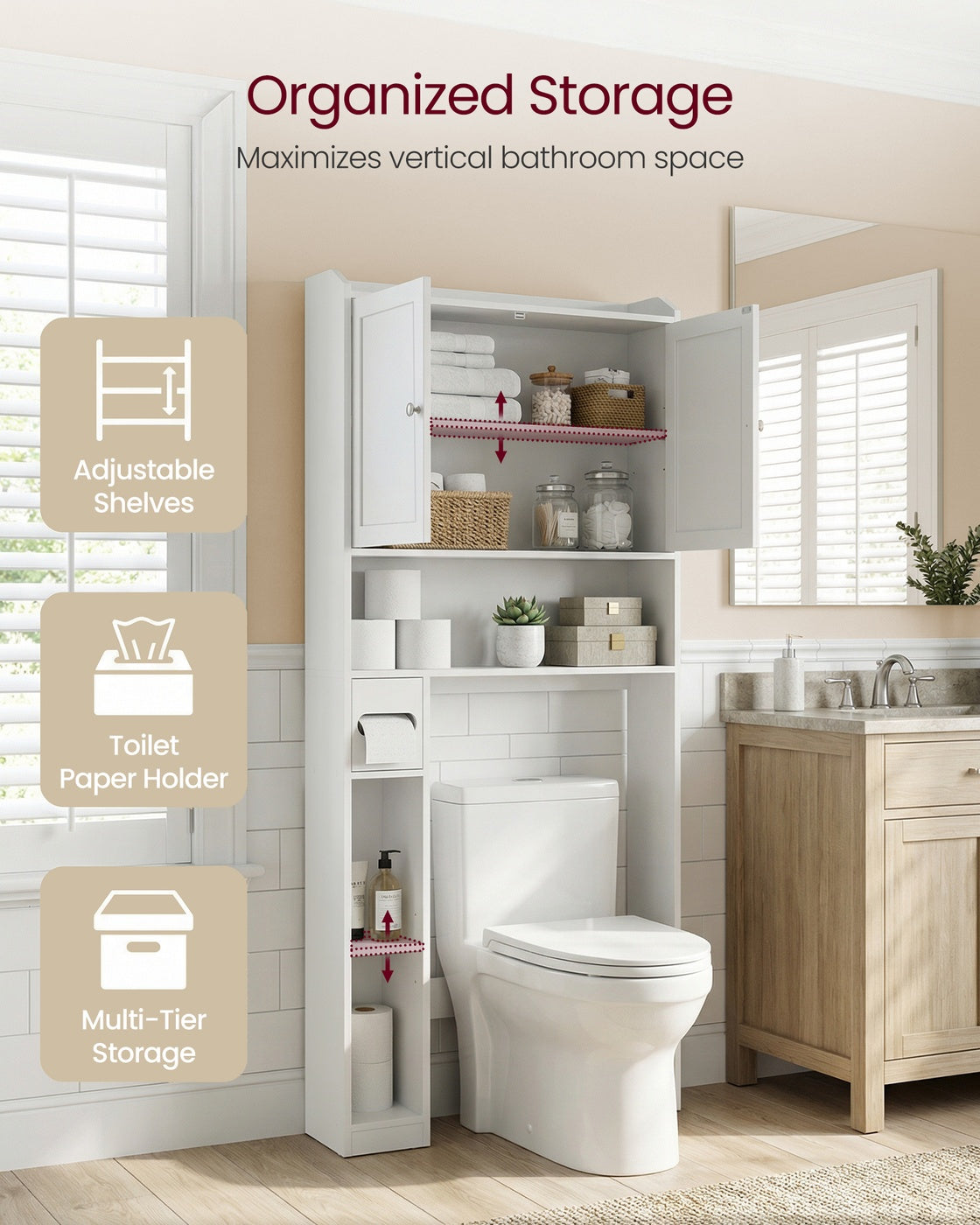 Bathroom Storage Shelf With Paper Holder Over Toilet - product photo 28