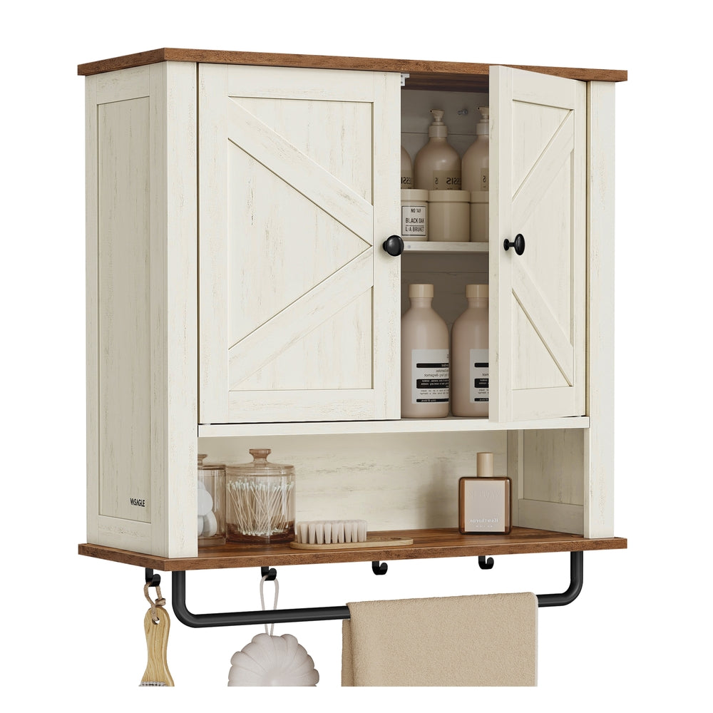 Bathroom Wall Cabinet, Farmhouse Wall-Mounted Medicine Storage Cabinet With 2 - product photo 01