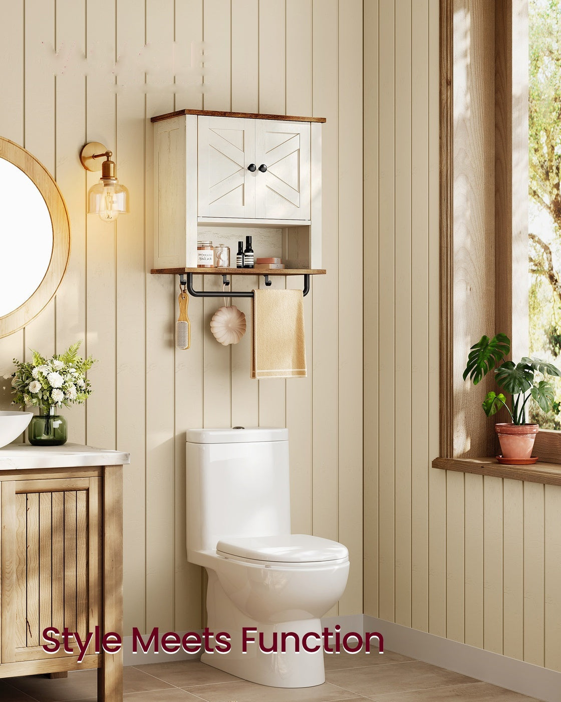 Bathroom Wall Cabinet, Farmhouse Wall-Mounted Medicine Storage Cabinet With 2 - product photo 14