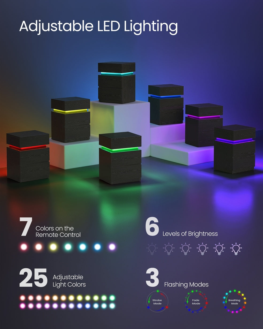 Bedside Table With LED Lights - product photo 10