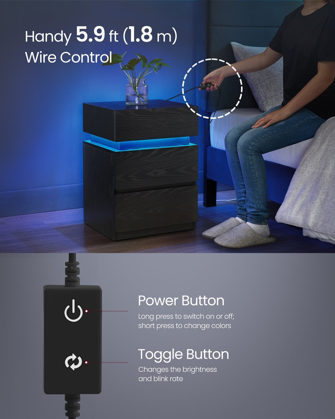 Bedside Table With LED Lights - product photo 13