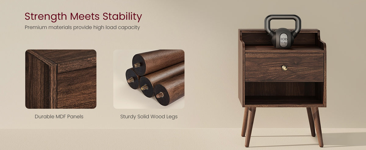 Bedside Tables With Hidden Drawers, Mid Century Nightstand Set - product photo 28