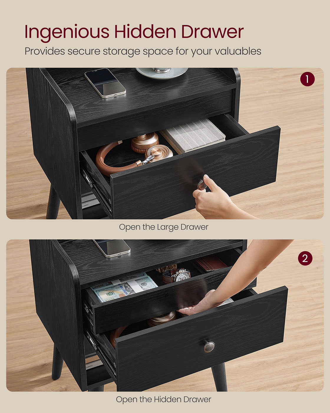 Bedside Tables With Hidden Drawers - product photo 13