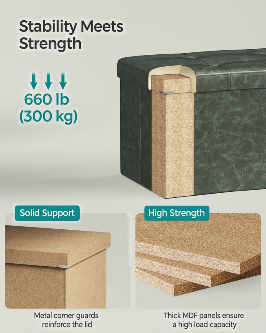 30/43 Inch Folding Storage Ottoman Bench With Lid Organizer – product view 14 | Ridgefield Furniture