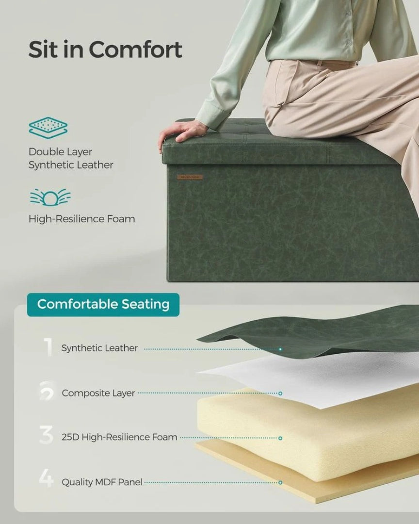 30/43 Inch Folding Storage Ottoman Bench With Lid Organizer – product view 15 | Ridgefield Furniture