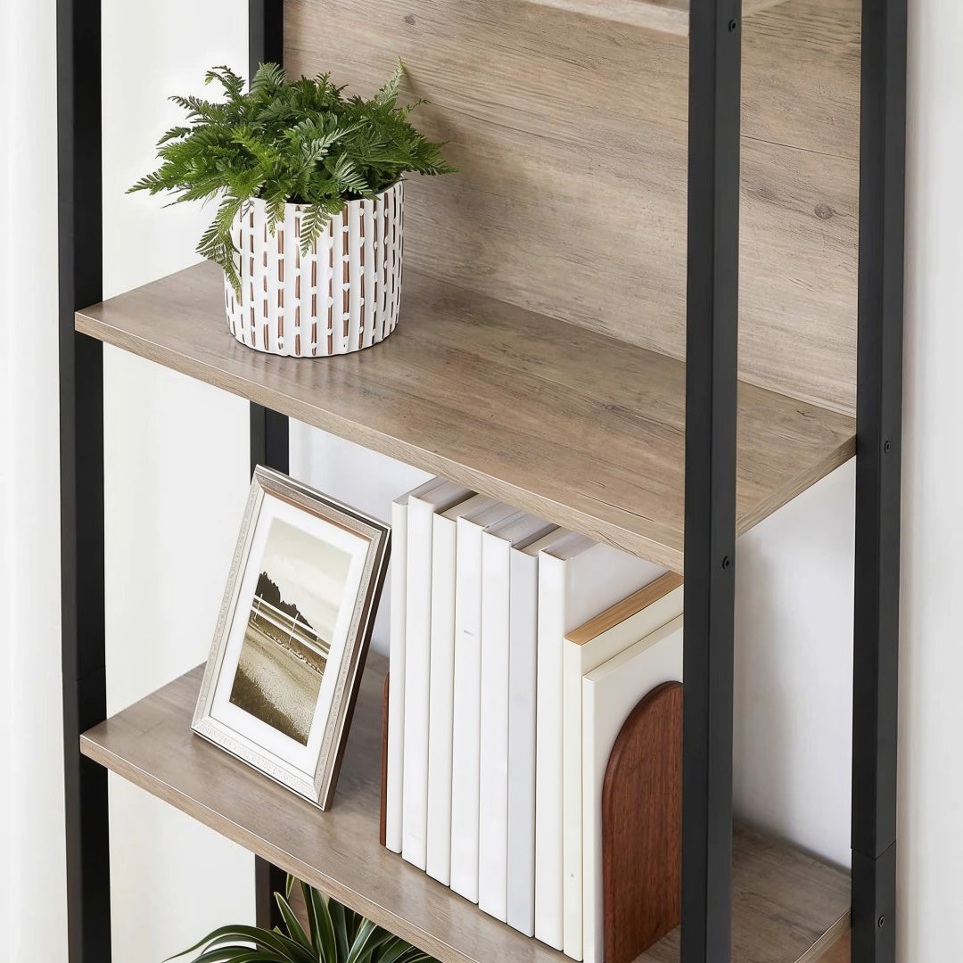 5 Tier Bookshelf With Steel Frame – product view 6 | Ridgefield Furniture