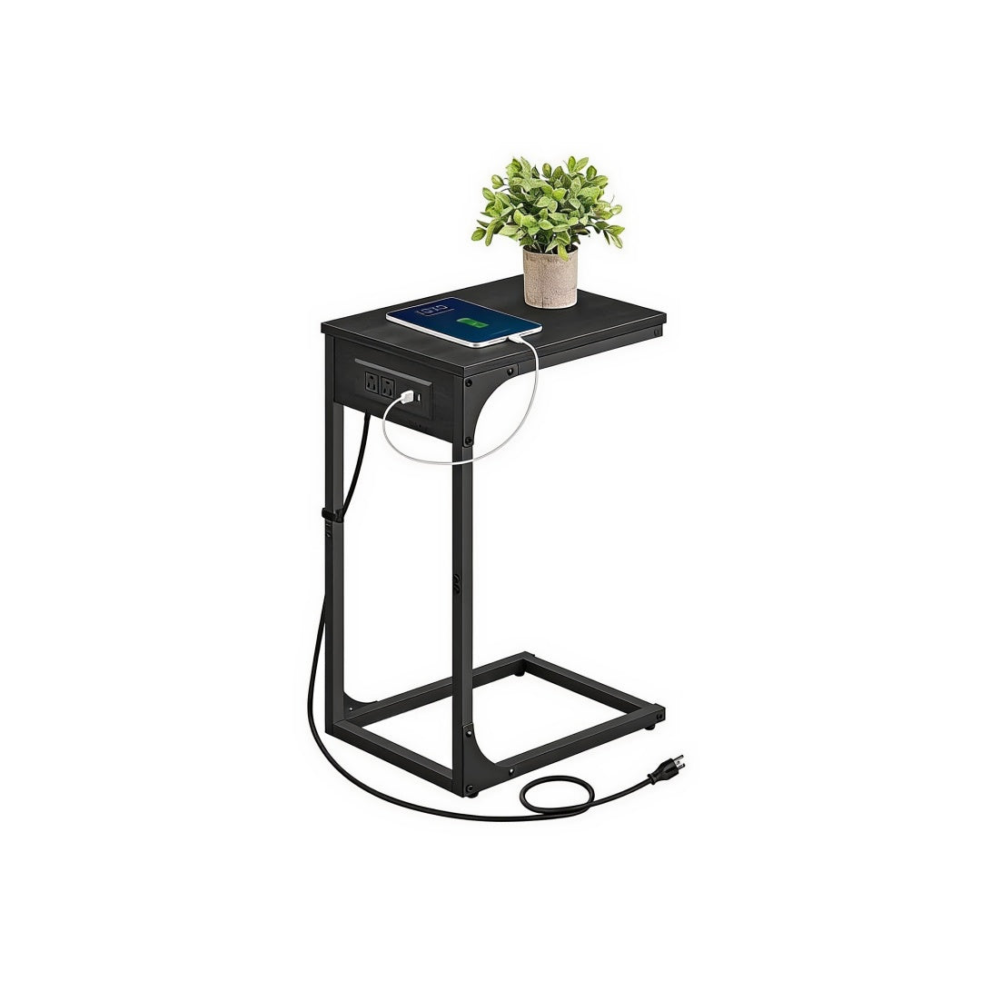 C-Shaped Side Table With Charging Station And USB Ports – product view 1 | Ridgefield Furniture
