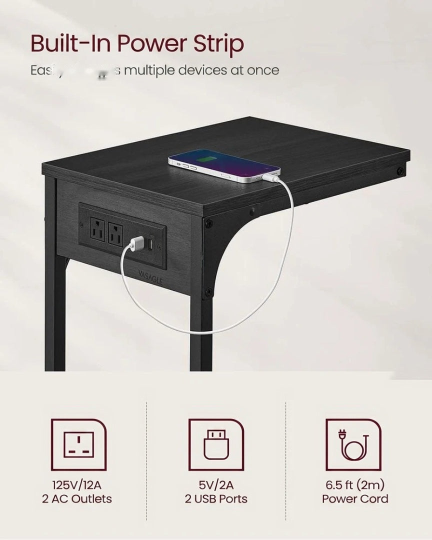 C-Shaped Side Table With Charging Station And USB Ports – product view 5 | Ridgefield Furniture