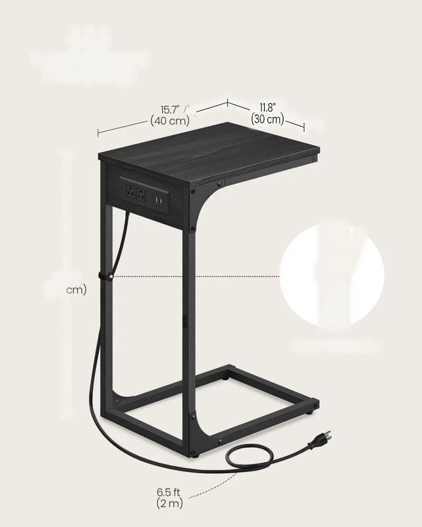 C-Shaped Side Table With Charging Station And USB Ports – product view 7 | Ridgefield Furniture