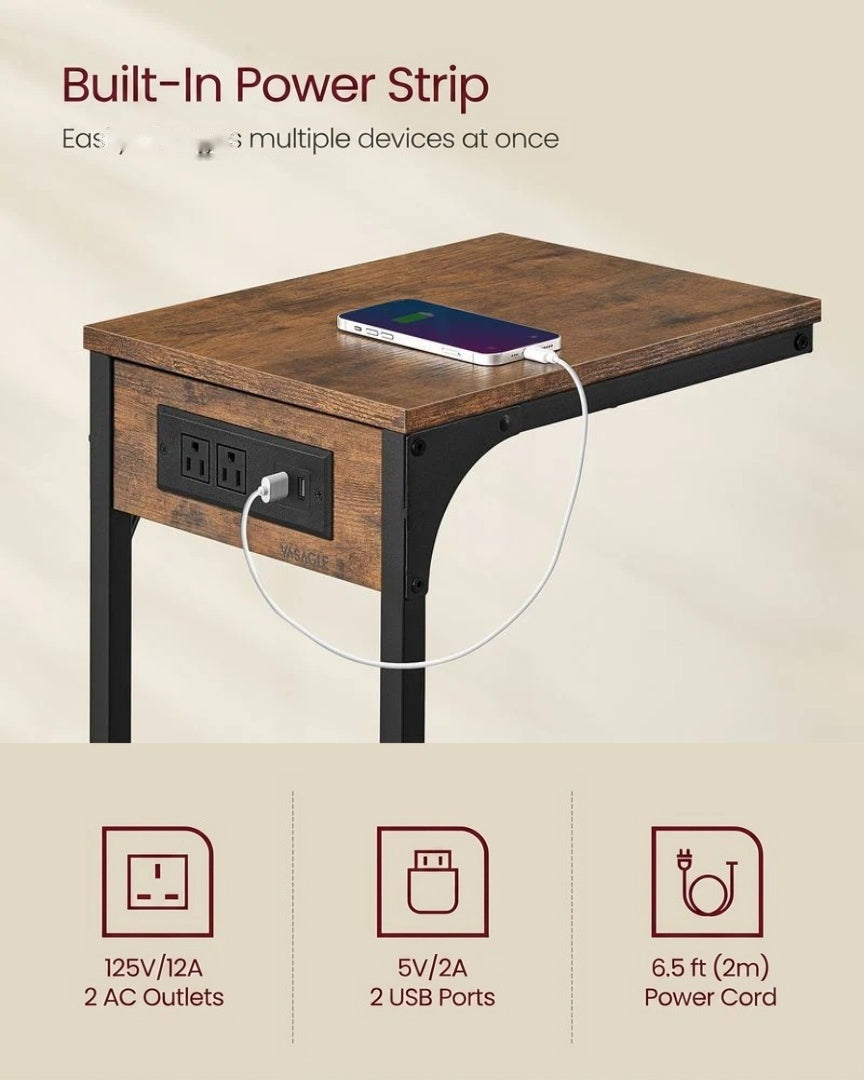 C-Shaped Side Table With Charging Station And USB Ports – product view 12 | Ridgefield Furniture