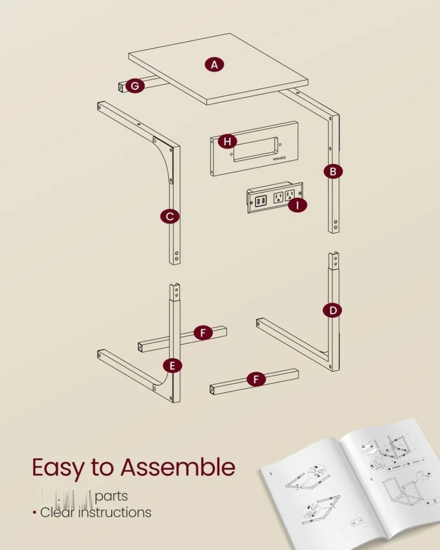 C-Shaped Side Table With Charging Station And USB Ports – product view 14 | Ridgefield Furniture