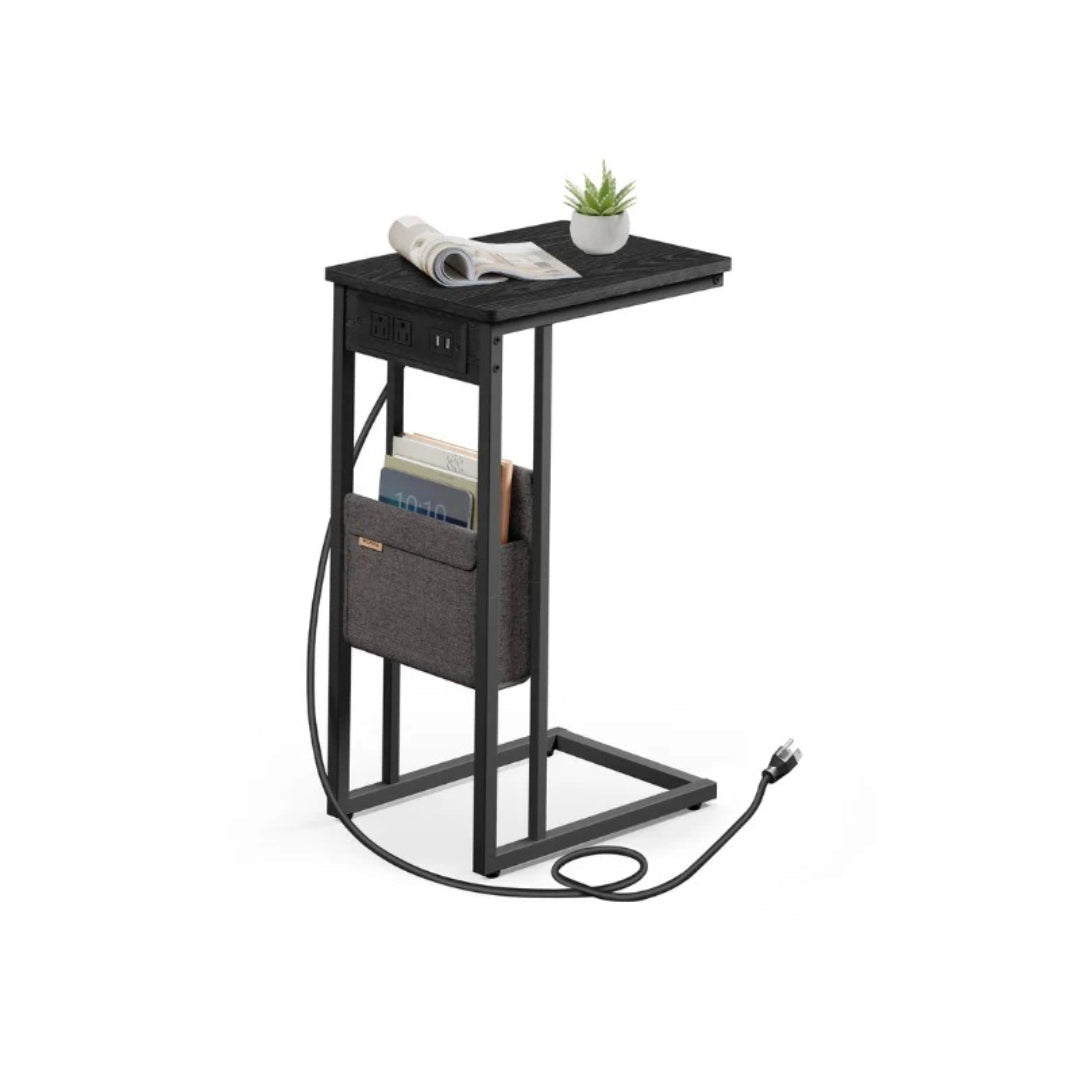 C-Shaped Side Table with Charging Station for Sofa or Bed – product view 1 | Ridgefield Furniture