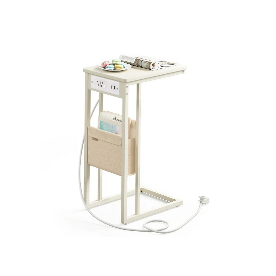 C-Shaped Side Table with Charging Station for Sofa or Bed – product view 3 | Ridgefield Furniture