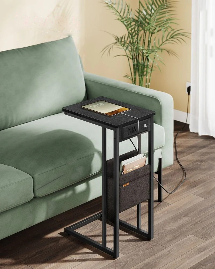 C-Shaped Side Table with Charging Station for Sofa or Bed – product view 7 | Ridgefield Furniture