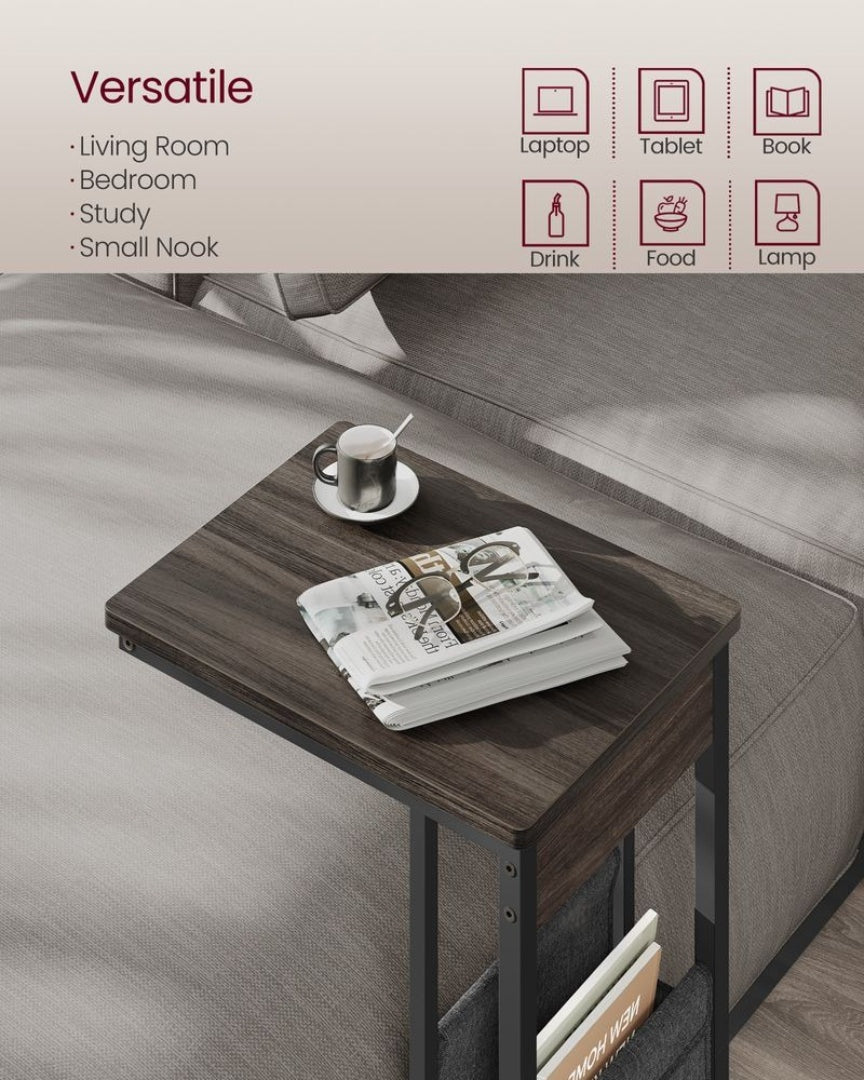 C-Shaped Side Table with Charging Station for Sofa or Bed – product view 23 | Ridgefield Furniture