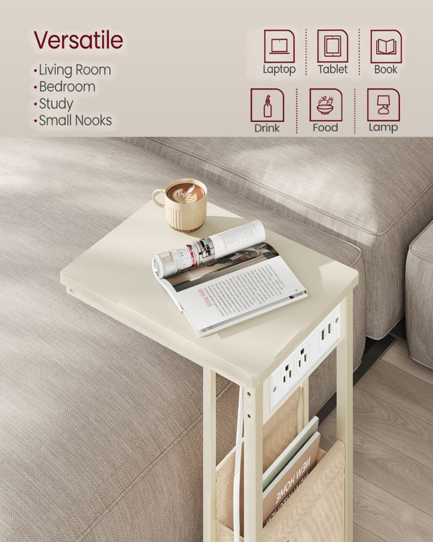 C-Shaped Side Table with Charging Station for Sofa or Bed – product view 27 | Ridgefield Furniture