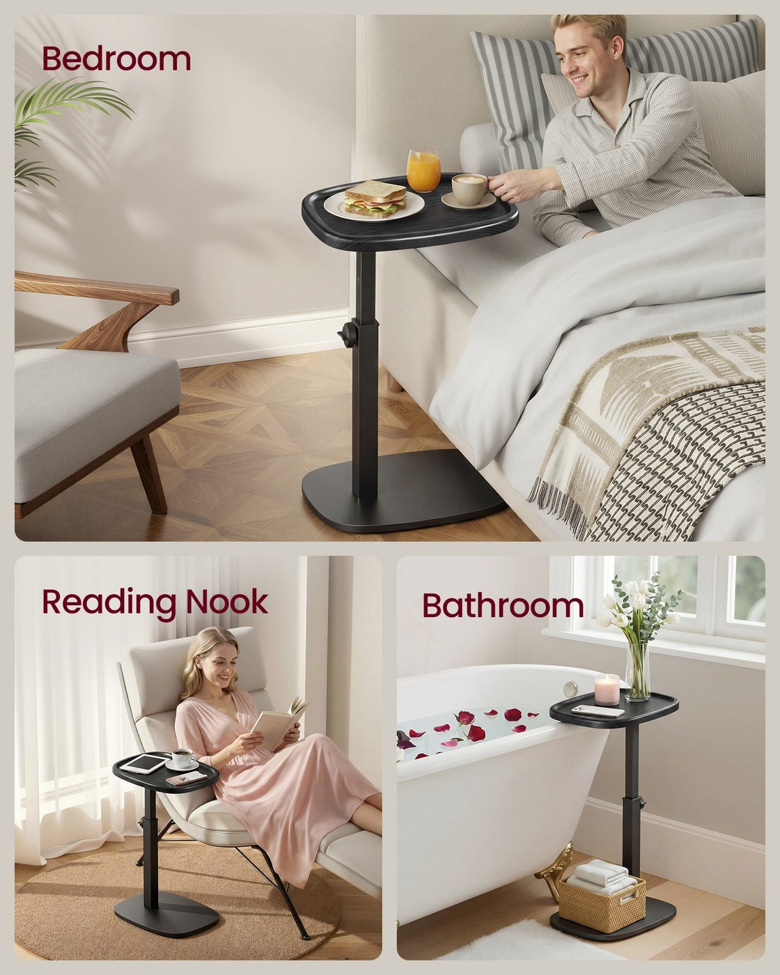 C Shaped Sofa Side Table With Adjustable Height, Couch And Bedside Table - product photo 13