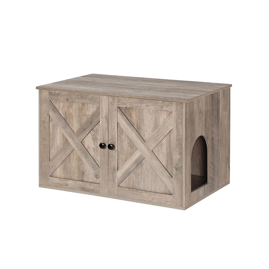 Cat Litter Box Enclosure Furniture Cabinet With Divider 31.5in Wide – product view 2 | Ridgefield Furniture