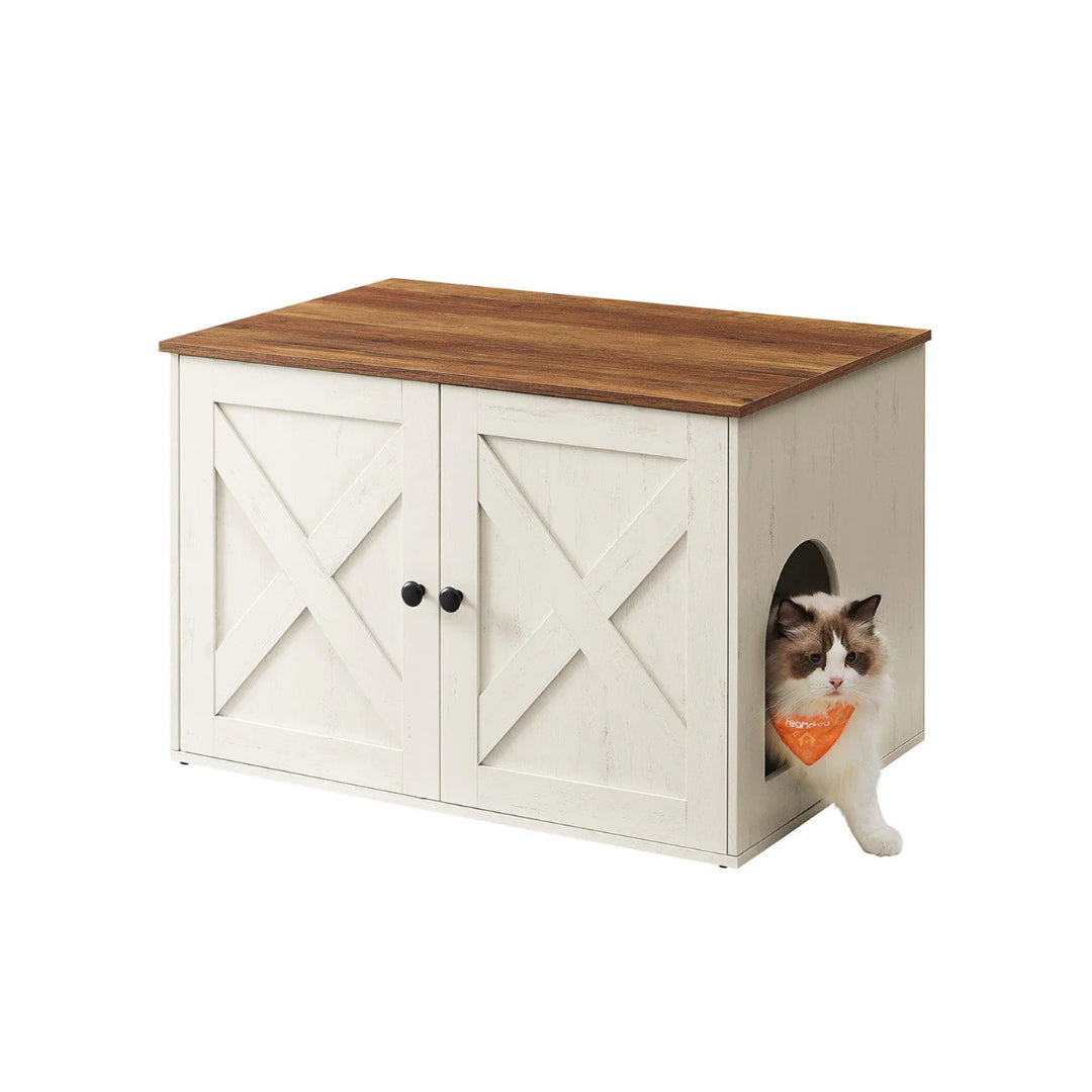 Cat Litter Box Enclosure Furniture Cabinet With Divider 31.5in Wide – product view 7 | Ridgefield Furniture