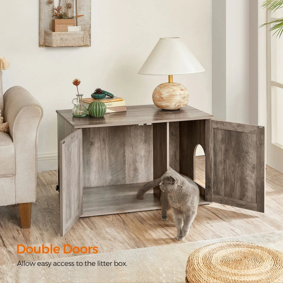 Cat Litter Box Enclosure Furniture Cabinet With Divider 31.5in Wide – product view 11 | Ridgefield Furniture
