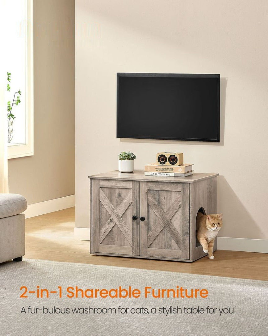 Cat Litter Box Enclosure Furniture Cabinet With Divider 31.5in Wide – product view 15 | Ridgefield Furniture