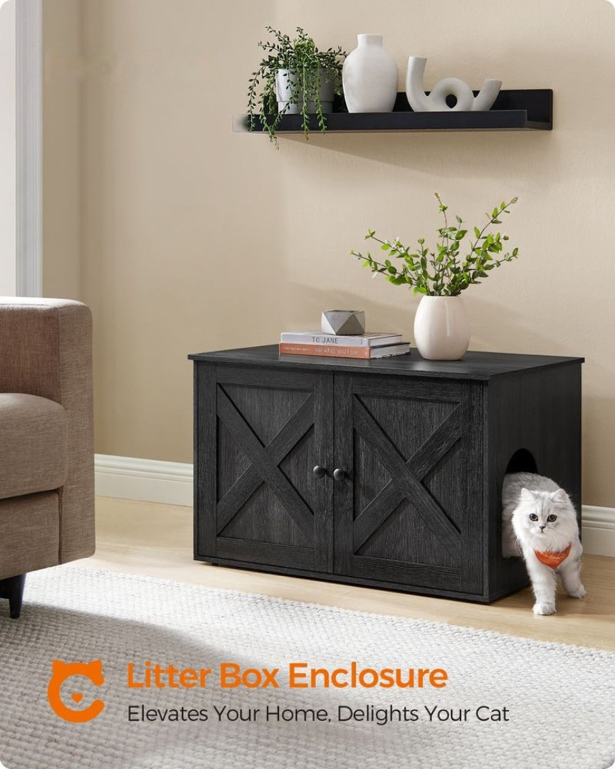 Cat Litter Box Enclosure Furniture Cabinet With Divider 31.5in Wide – product view 20 | Ridgefield Furniture