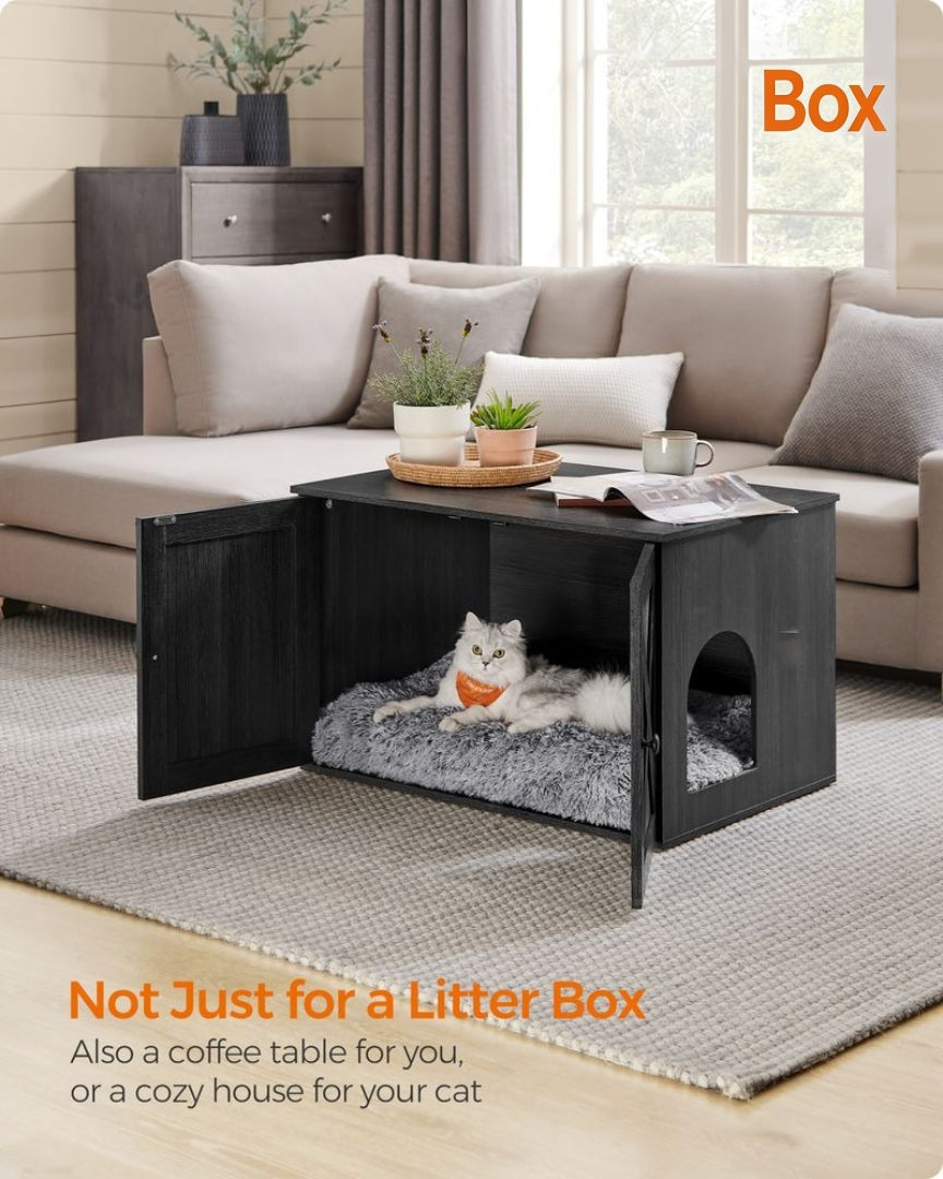 Cat Litter Box Enclosure Furniture Cabinet With Divider 31.5in Wide – product view 21 | Ridgefield Furniture